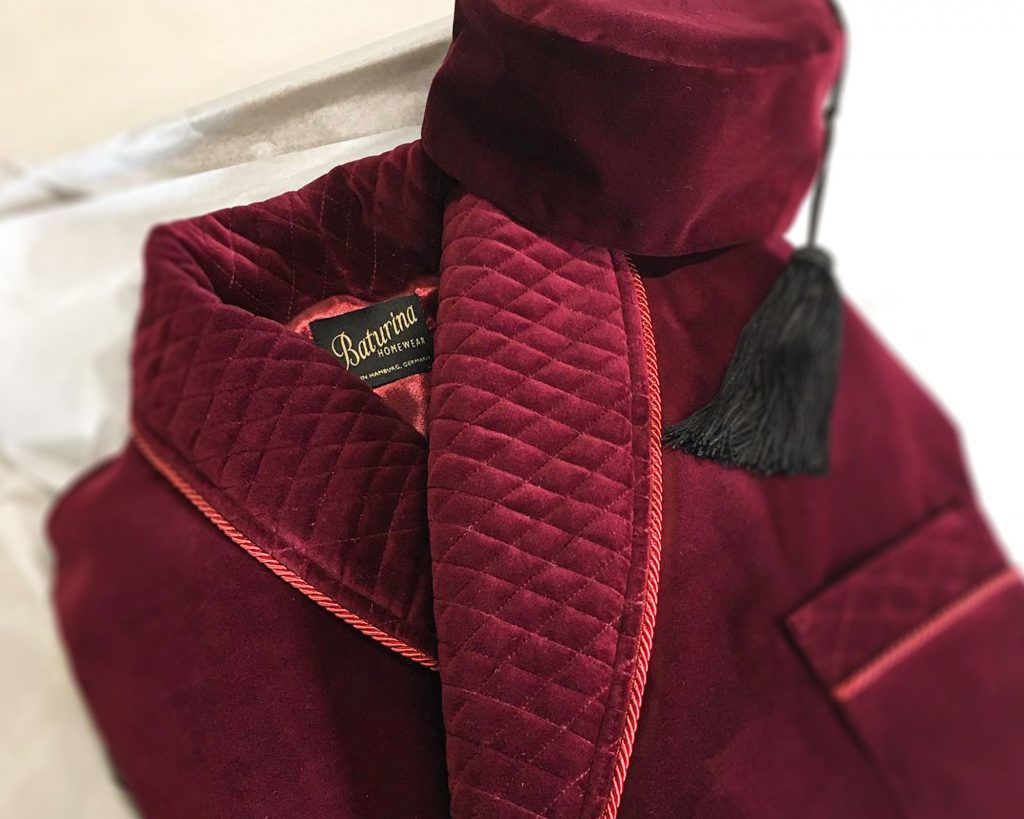 red velvet smoking jacket