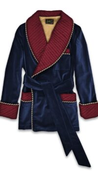 1burgundy navy smoking jacket velvet quilted silk cord piping striped, Dressing Gowns and Pajamas by Baturina Homewear