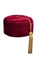 Men's Smoking Cap Burgundy Cotton Velvet with Gold Tassel