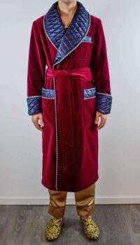 burgundy navy velvet dressing gown robe men, Dressing Gowns and Pajamas by Baturina Homewear