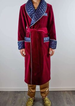 burgundy navy velvet dressing gown robe men, Dressing Gowns and Pajamas by Baturina Homewear