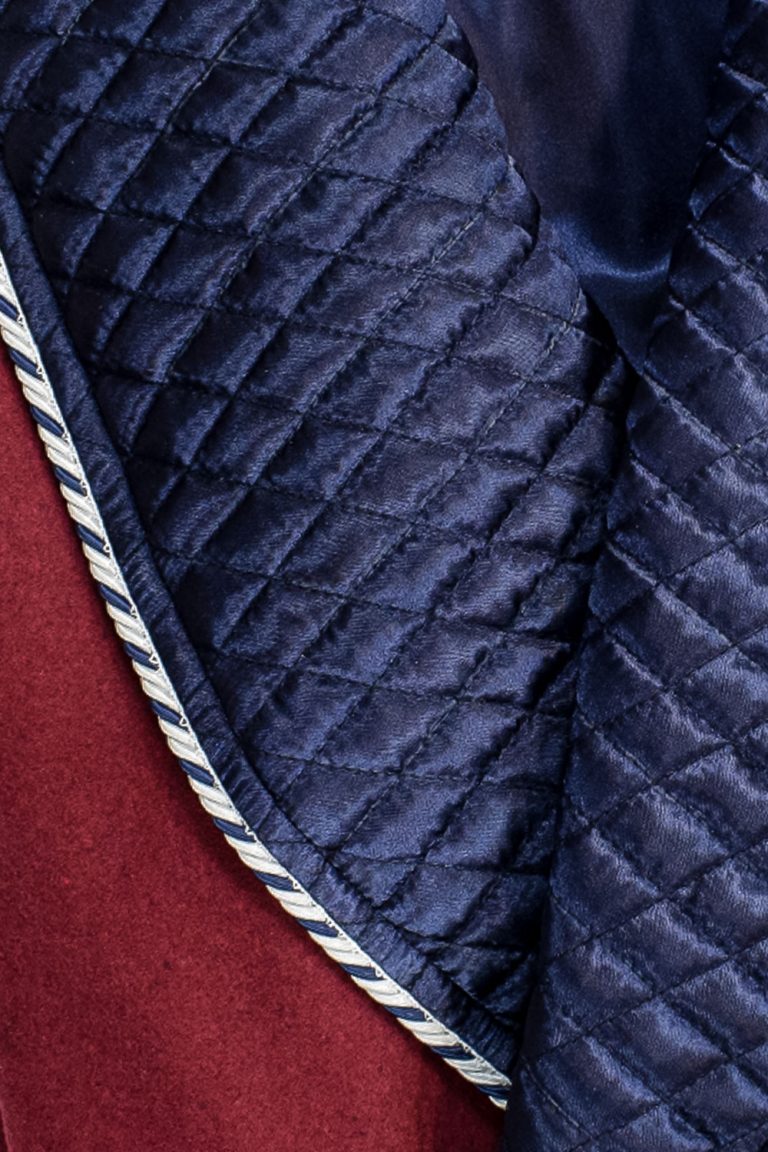 Men's Blue Red Wool Dressing Gown Robe | Baturina Homewear