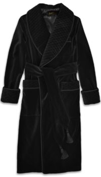 fullblack robe quilted velvet robe smoking jacket dressing gown, Dressing Gowns and Pajamas by Baturina Homewear