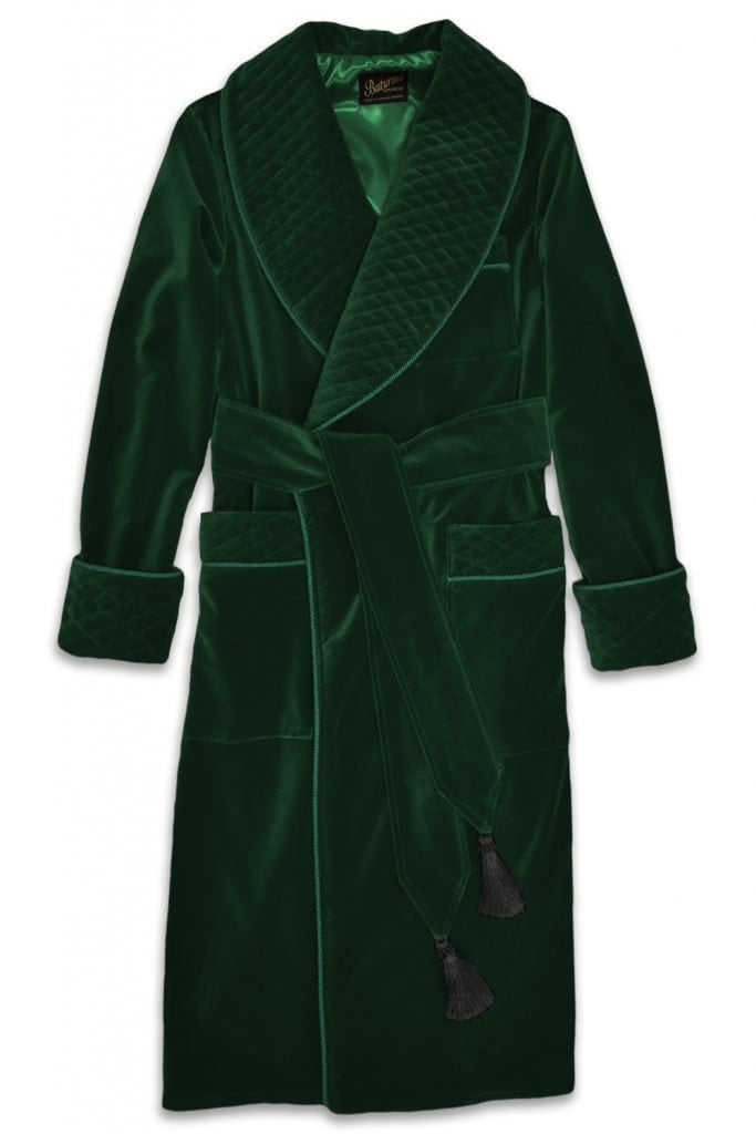 fullgreen robe quilted velvet robe smoking jacket dressing gown, Dressing Gowns and Pajamas by Baturina Homewear