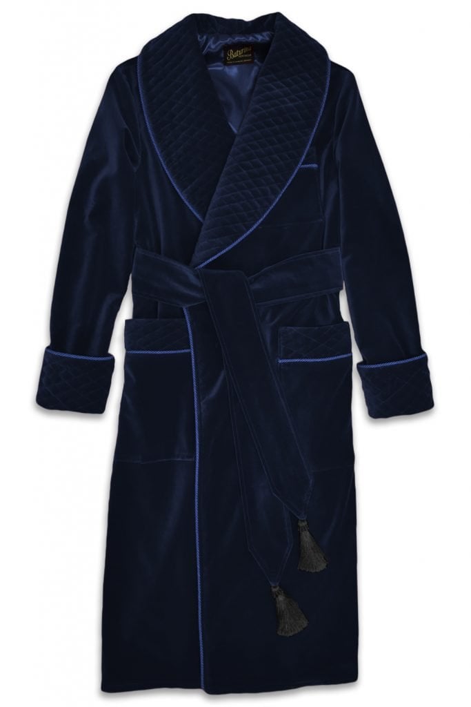 fullnavy robe quilted velvet robe smoking jacket dressing gown, Dressing Gowns and Pajamas by Baturina Homewear