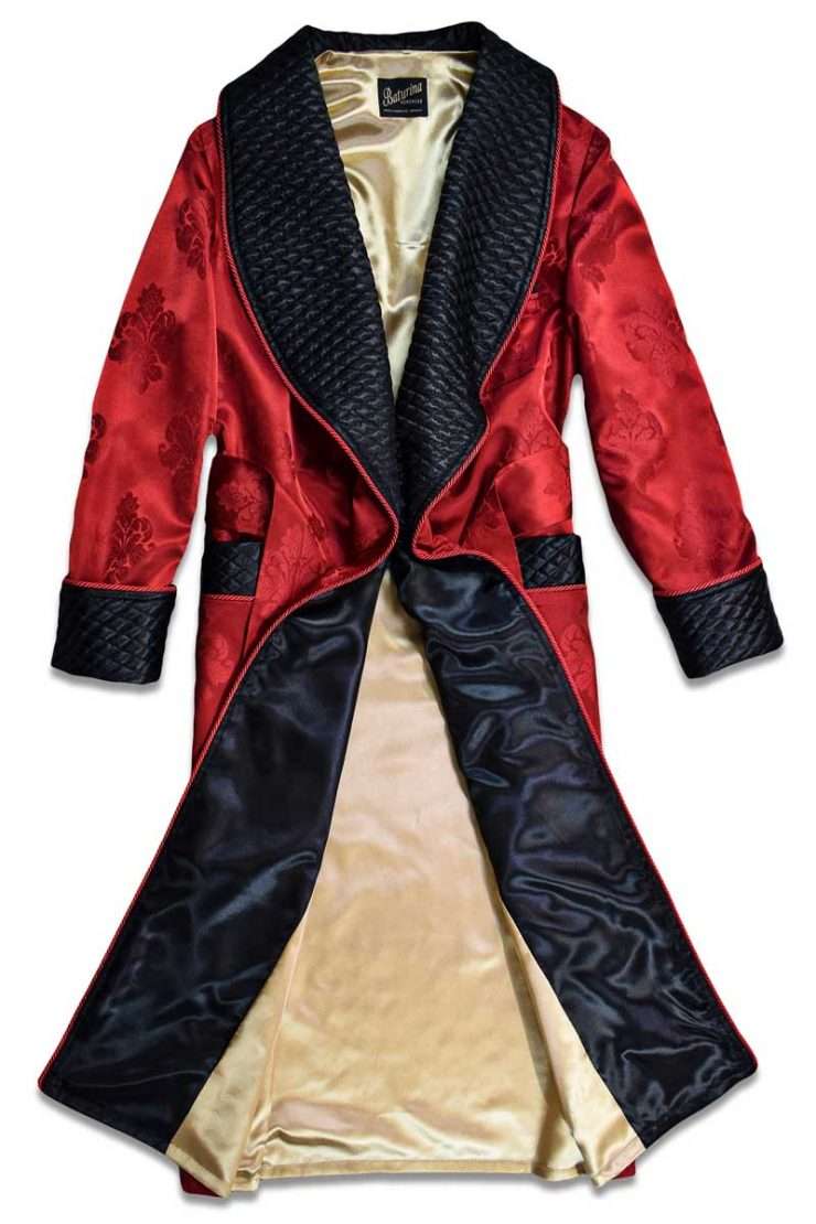 1940s Vintage Quilted Dressing Gown: White and hot pink floral satin wrap front robe main image 1