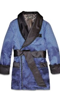 blue geometric smoking jacket velvet black satin, Dressing Gowns and Pajamas by Baturina Homewear