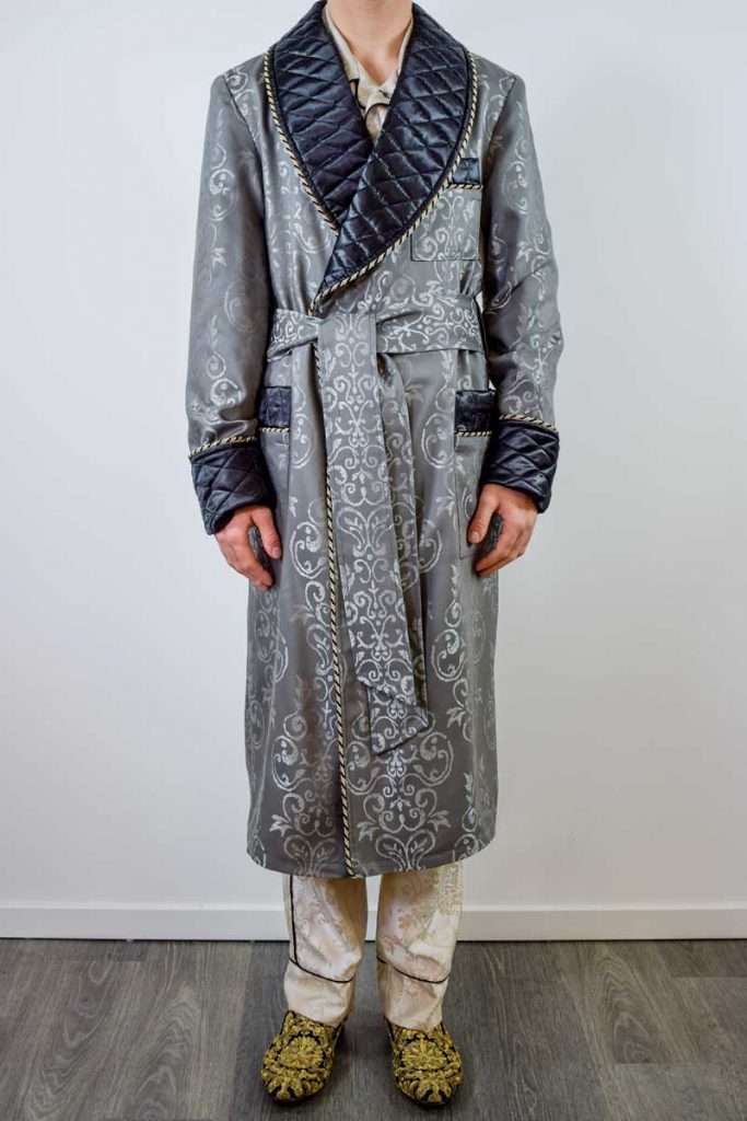 1gray baroque dressing gown mens robe cotton silk, Dressing Gowns and Pajamas by Baturina Homewear