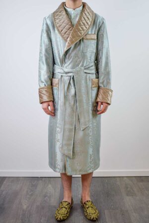 6mint green gold silk dressing gown mens robe, Dressing Gowns and Pajamas by Baturina Homewear