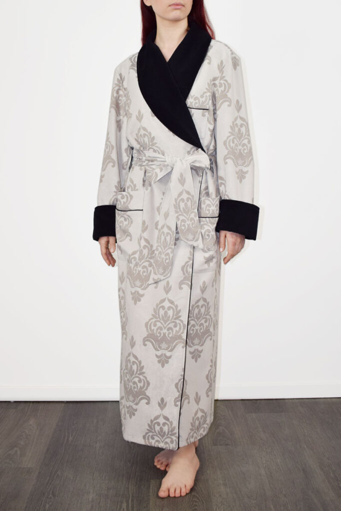 1cream baroque cotton dressing gown robe, Dressing Gowns and Pajamas by Baturina Homewear