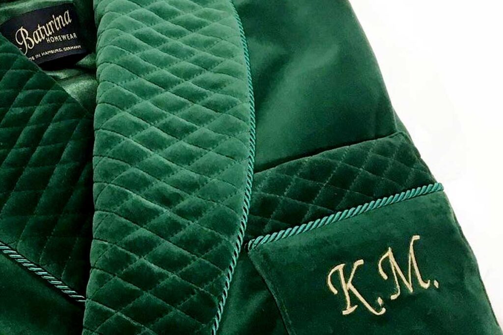 monogram embroidery dressing gown