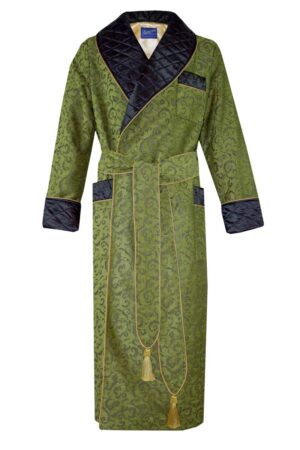 green floral dressing gown black quilted silk robe, Dressing Gowns and Pajamas by Baturina Homewear