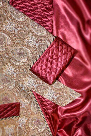 Men's Robe Gold Jacquard Cotton Floral | Dressing Gowns