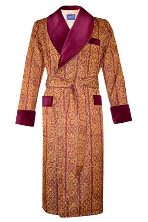gold red mens dressing gown robe, Dressing Gowns and Pajamas by Baturina Homewear