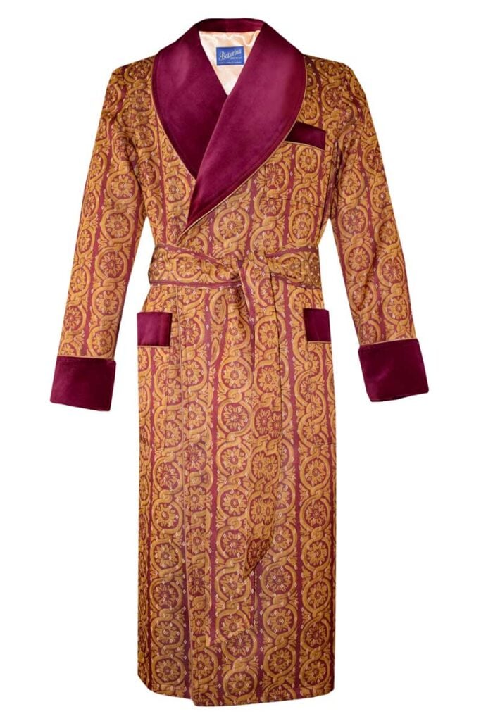 gold red mens dressing gown robe, Dressing Gowns and Pajamas by Baturina Homewear