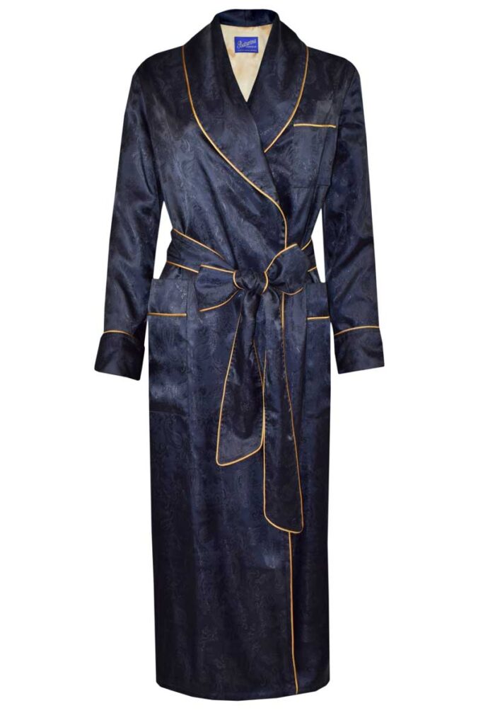 01 01navy blue paisley silk robe women dressing gown, Dressing Gowns and Pajamas by Baturina Homewear