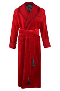 bright red 01 velvet dressing gown robe double color gold, Dressing Gowns and Pajamas by Baturina Homewear