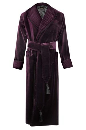 maroon01 velvet dressing gown robe double color gold, Dressing Gowns and Pajamas by Baturina Homewear