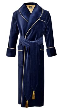 navy velvet mens robe dressing gown a01, Dressing Gowns and Pajamas by Baturina Homewear