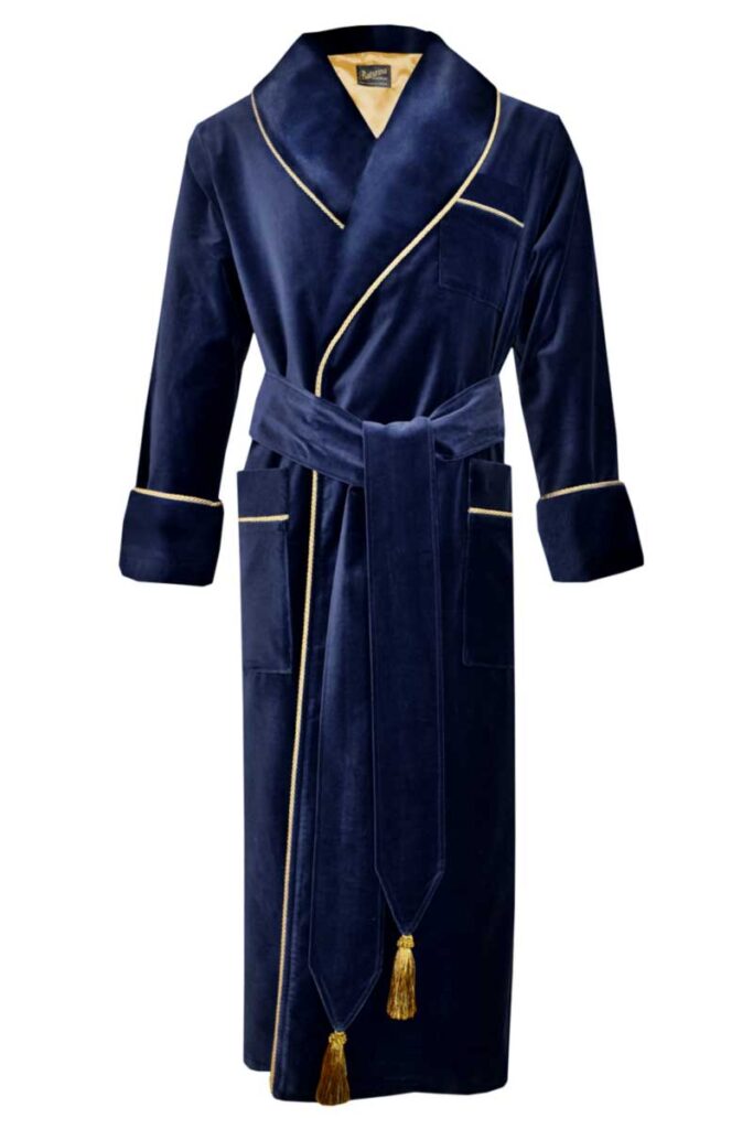 navy velvet mens robe dressing gown a01, Dressing Gowns and Pajamas by Baturina Homewear