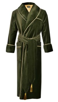 olive green velvet mens robe dressing gown d04, Dressing Gowns and Pajamas by Baturina Homewear