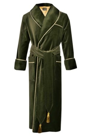 olive green velvet mens robe dressing gown d04, Dressing Gowns and Pajamas by Baturina Homewear