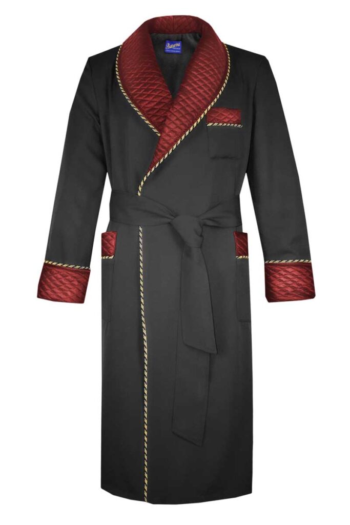 black red4 cotton fleece lined dressing gown, Dressing Gowns and Pajamas by Baturina Homewear