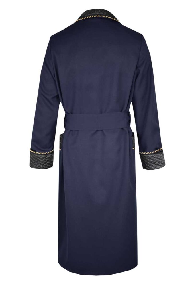 Men's Robe Navy Blue Black Quilted Fleece - Image 4