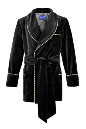 velvet smoking jacket blackd04, Dressing Gowns and Pajamas by Baturina Homewear