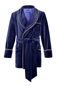 velvet smoking jacket navy d04, Dressing Gowns and Pajamas by Baturina Homewear