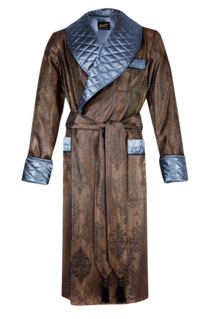 blue1 brown baroque quilted robe, Dressing Gowns and Pajamas by Baturina Homewear
