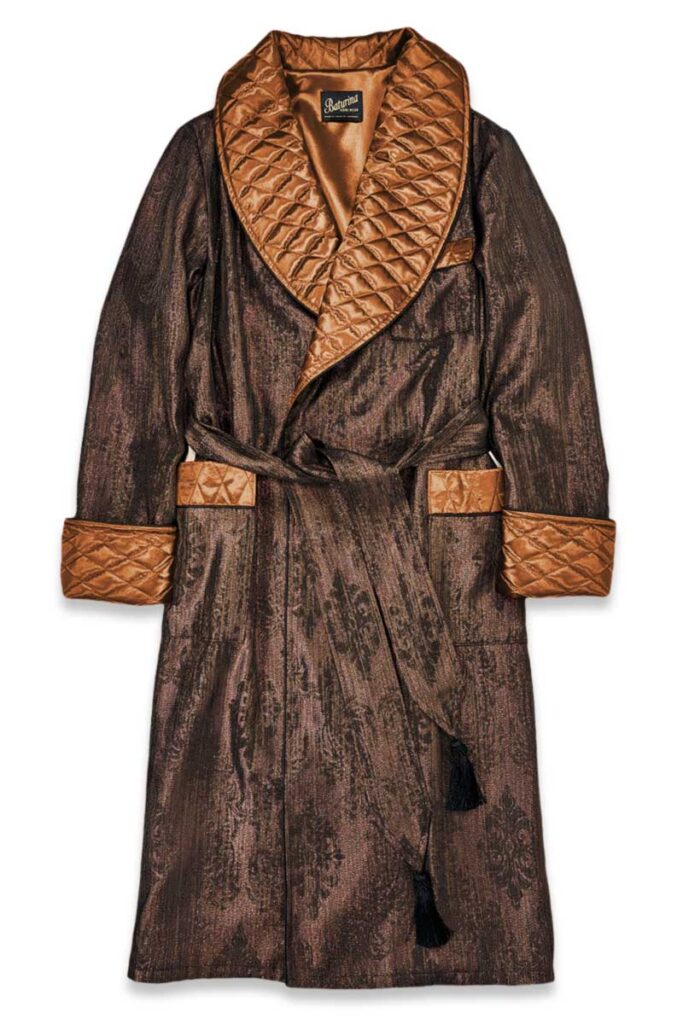 copper brown baroque quilted robe, Dressing Gowns and Pajamas by Baturina Homewear