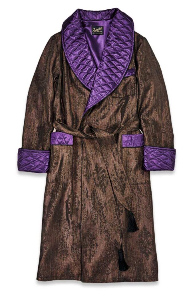 purple brown baroque quilted robe, Dressing Gowns and Pajamas by Baturina Homewear