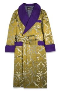 yellow purple blue floral navy velvet shawl collar robe, Dressing Gowns and Pajamas by Baturina Homewear
