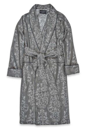 gray floral cotton robe mens dressing gown, Dressing Gowns and Pajamas by Baturina Homewear