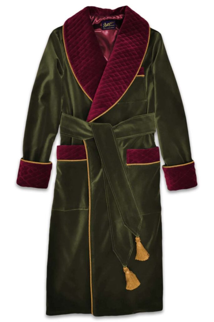 olive brg velvet robe men, Dressing Gowns and Pajamas by Baturina Homewear