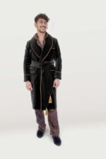 Men's Smoking Jacket Black Gold Velvet - Image 2