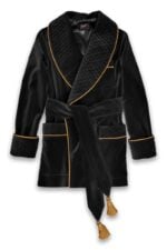 Men's Smoking Jacket Black Gold Velvet
