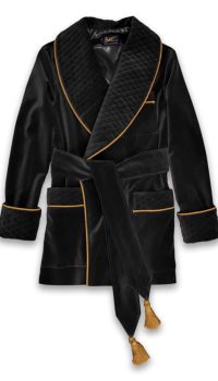velvet mens dressing gown robe smoking jacket black 03, Dressing Gowns and Pajamas by Baturina Homewear