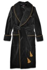 Men's Smoking Jacket Black Gold Velvet - Image 4