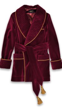 velvet mens dressing gown robe smoking jacket burg gold 02, Dressing Gowns and Pajamas by Baturina Homewear