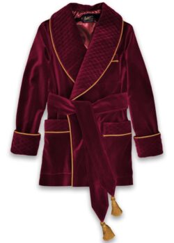 velvet mens dressing gown robe smoking jacket burg gold 02, Dressing Gowns and Pajamas by Baturina Homewear