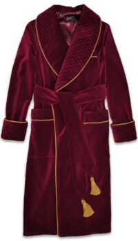 velvet mens dressing gown robe smoking jacket burg gold 04, Dressing Gowns and Pajamas by Baturina Homewear