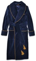 velvet mens dressing gown robe smoking jacket navy04, Dressing Gowns and Pajamas by Baturina Homewear