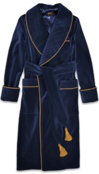 velvet mens dressing gown robe smoking jacket navy04, Dressing Gowns and Pajamas by Baturina Homewear