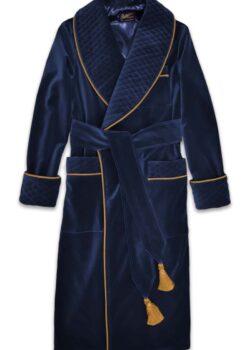 velvet mens dressing gown robe smoking jacket navy04, Dressing Gowns and Pajamas by Baturina Homewear