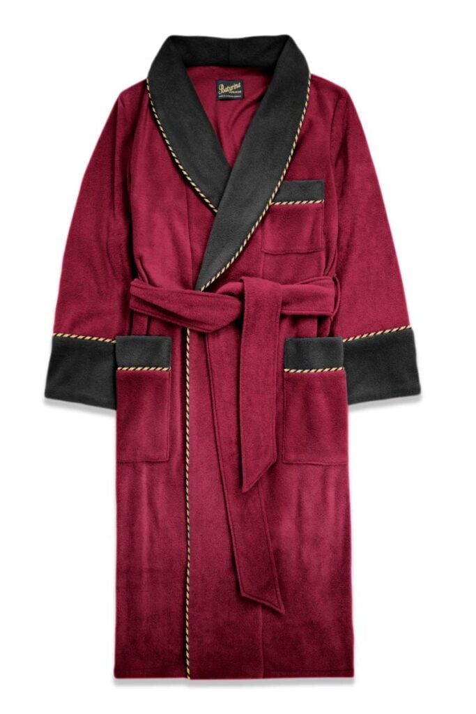 burgundy black fleece dressing gown robe extra warm, Dressing Gowns and Pajamas by Baturina Homewear