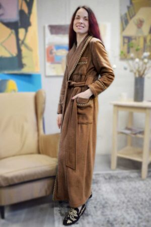 camel 2 fleece robe couple outfit photoshoot, Dressing Gowns and Pajamas by Baturina Homewear