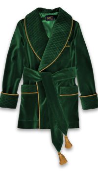 forest green smoking jacket velvet robe men, Dressing Gowns and Pajamas by Baturina Homewear