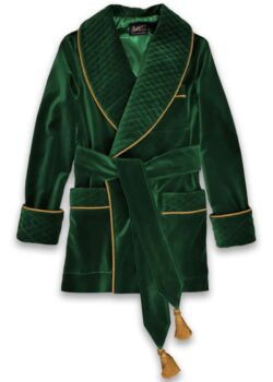 forest green smoking jacket velvet robe men, Dressing Gowns and Pajamas by Baturina Homewear